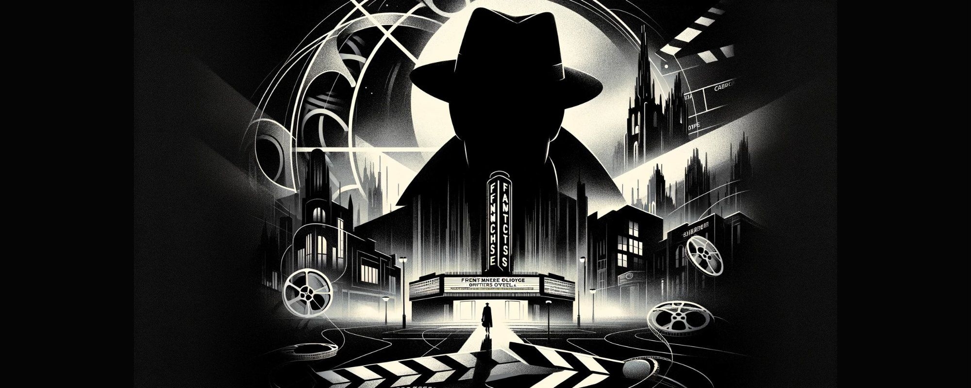 Noir-style abstract Hollywood visuals