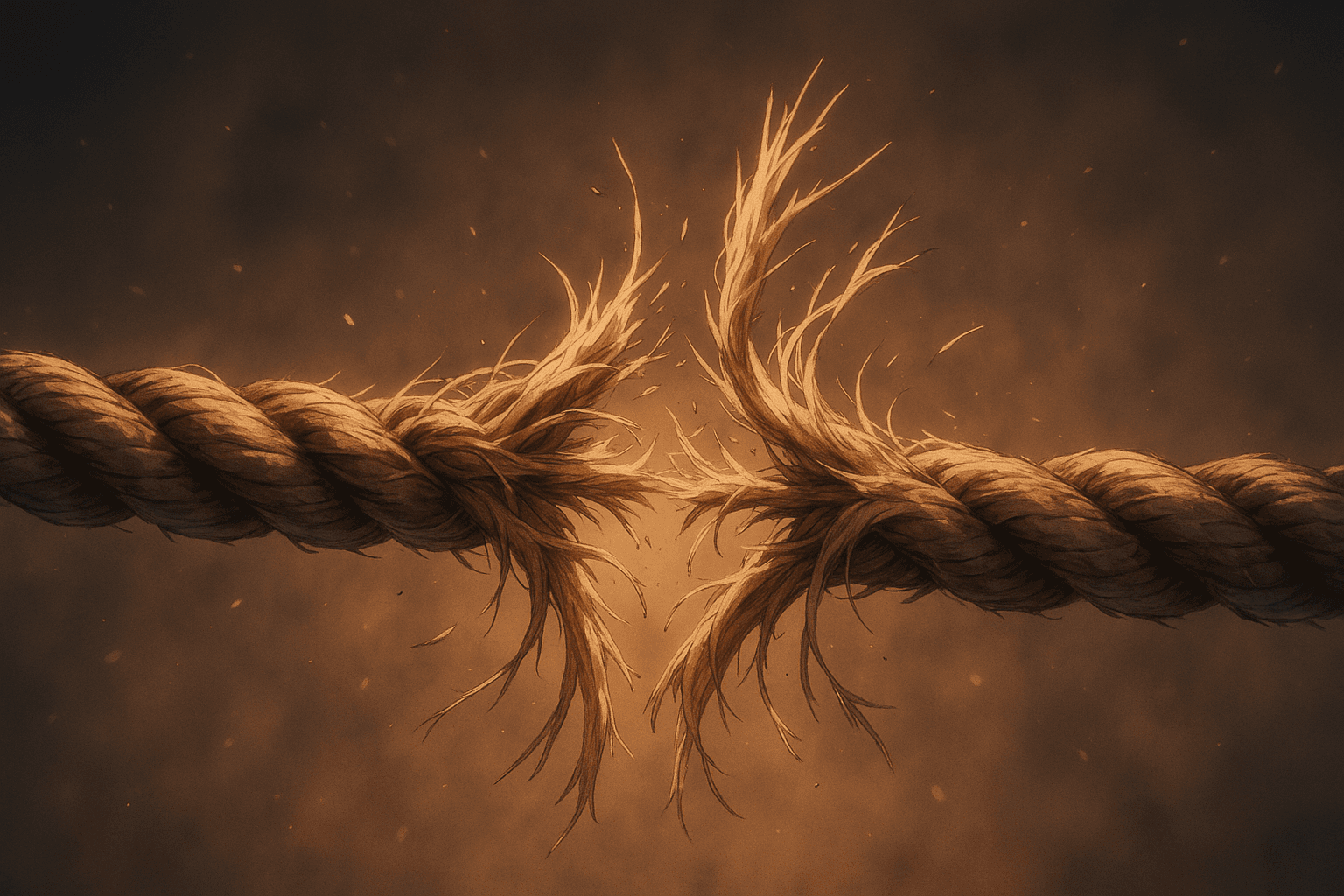 a frayed rope about to snap